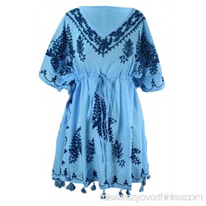 Peach Couture Summer Womens Boho Cotton Floral Cover-up Kaftan Beachwear Tunic One Size B01K7Y67QE